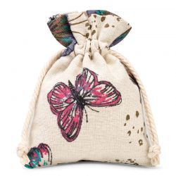 Sacchetti tipo lino con stampa 12 x 15 cm - naturale / farfalla Sacchetti piccoli 12x15 cm