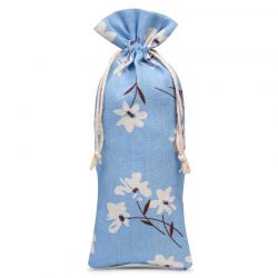 Sacchetti tipo lino con stampa 16 x 37 cm - naturale / fiori blu Sacchetti blu