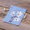 Sacchetti tipo lino con stampa 10 x 13 cm - naturale / fiori blu Sacchetti di lino