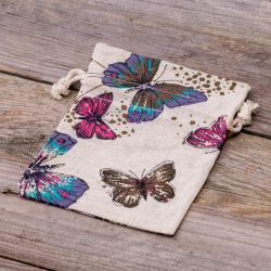 Sacchetti tipo lino con stampa 12 x 15 cm - naturale / farfalla Sacchetti di lino