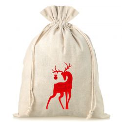 Sacco tipo lino con stampa 30 x 40 cm - Natale / Cervo Sacchetto di Natale