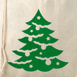 Sacco tipo lino con stampa 26 x 35 cm - albero di Natale Sacchetti di lino