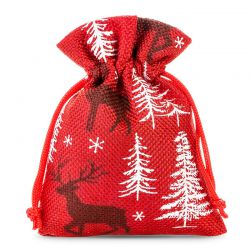 Sacchetti di juta 10 x 13 cm - rosso / renna Sacchetto di Natale