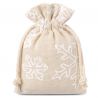 Sacchetti tipo lino con stampa 12 x 15 cm - naturale / neve Sacchetto di Natale