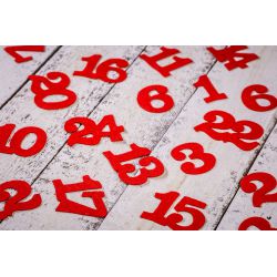 Calendario dell'Avvento sacchetti di iuta 12 x 15 cm - naturali chiari + numeri rossi Gadget di marketing