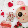 Sacchetti tipo lino con stampa 13 x 18 cm - naturale / rosa San Valentino