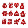 Numeri autoadesivi 1-24 - rossi MIX Natale