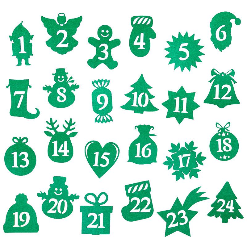 24 pezzi Numeri autoadesivi 1-24 - verdi MIX