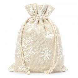 Sacchetti di lino con stampa 15 x 20 cm - naturale / neve Sacchetto di Natale