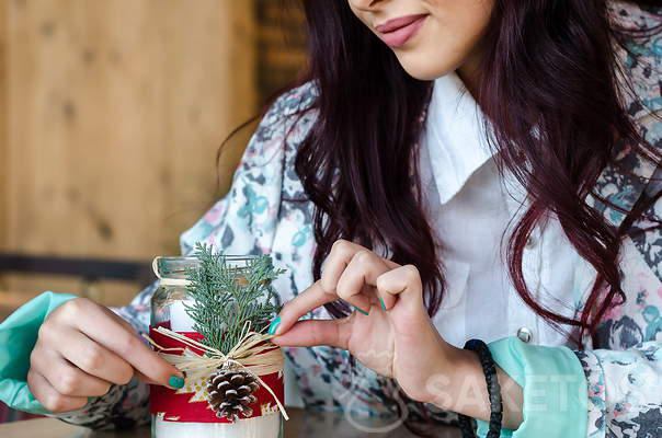 Albero di Natale da un barattolo - Decorazione per la tavola di Natale