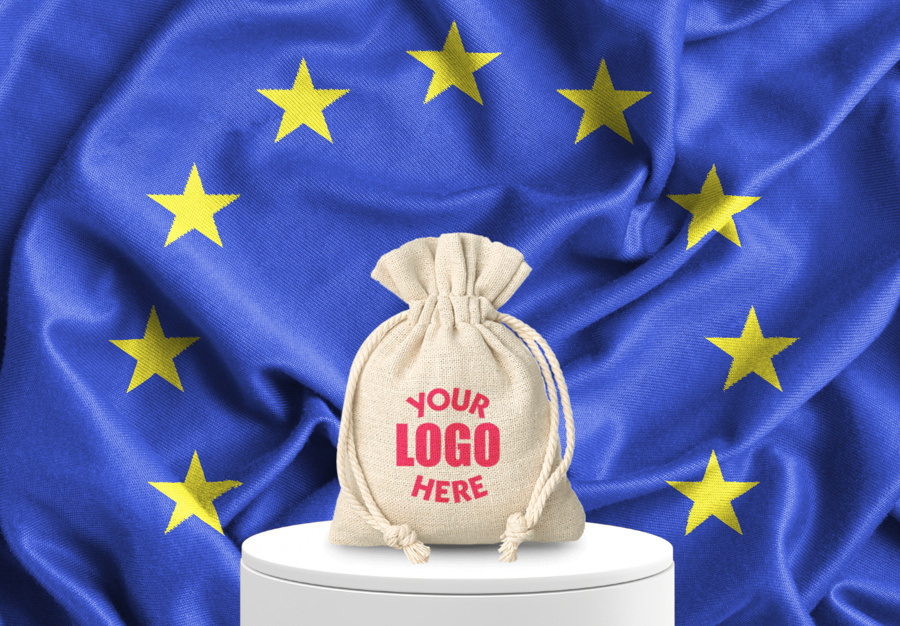 Sacchetti di stoffa con logo aziendale per la Giornata Europea