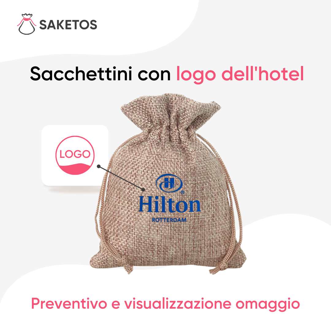 Sacchetti con logo dell'hotel - richiedi un preventivo e una visualizzazione gratuita