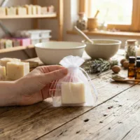 Piccoli sacchetti in organza ideali per il confezionamento di saponi artigianali.
