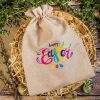 Sacco di iuta 30 x 40 cm con stampa - happy Sacchetti di juta