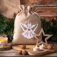 Sacco di iuta 26 x 35 cm – angioletto bianco IT Sacchetti con stampa