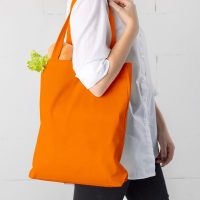 Borsa in cotone 38 x 42 cm con manici lunghi - arancione Sacchetti in cotone