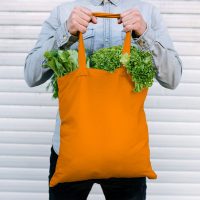 Borsa in cotone 38 x 42 cm con manici lunghi - arancione Borse per gli acquisti con manici