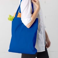 Borsa in cotone 38 x 42 cm con manici lunghi - azzurra Borse per gli acquisti con manici