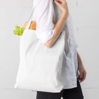 Borsa in cotone 38 x 42 cm con manici lunghi - bianca Borse per gli acquisti con manici