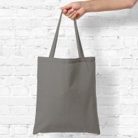 Borsa in cotone 38 x 42 cm con manici lunghi - grigia Borse per gli acquisti con manici