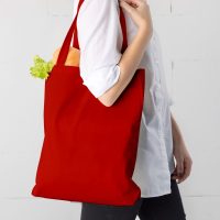 Borsa in cotone 38 x 42 cm con manici lunghi - rossa Sacchetti in cotone