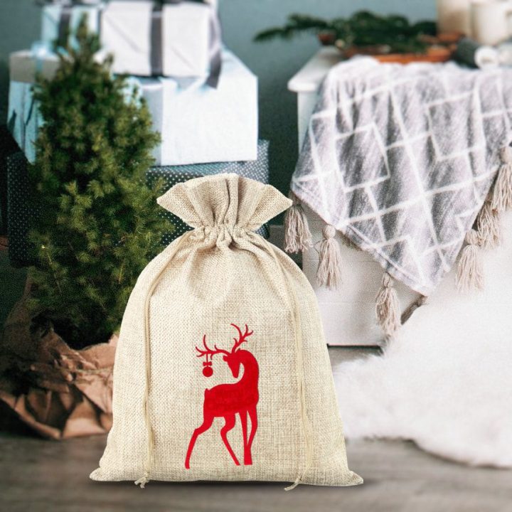 Sacchetti di juta 30 x 40 cm - Natale - Cervo Sacchi di iuta