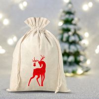 Sacco tipo lino con stampa 30 x 40 cm - Natale / Cervo Sacchetti occasionali