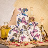 Sacchetti tipo lino con stampa 15 x 20 cm - naturale / farfalla IT Sacchetti con stampa