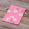Sacchetti tipo lino con stampa 15 x 20 cm - naturale / fiori rosa In viaggio
