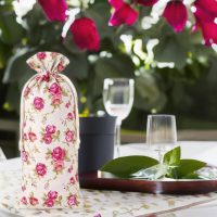 Sacchetti tipo lino con stampa 16 x 37 cm - naturale / rosa In viaggio