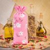 Sacchetti tipo lino con stampa 16 x 37 cm - naturale / fiori rosa Sacchetti rosa