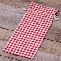 Sacchetti di lino con stampa 16 x 37 cm - naturale / traliccio rosso Per bambini