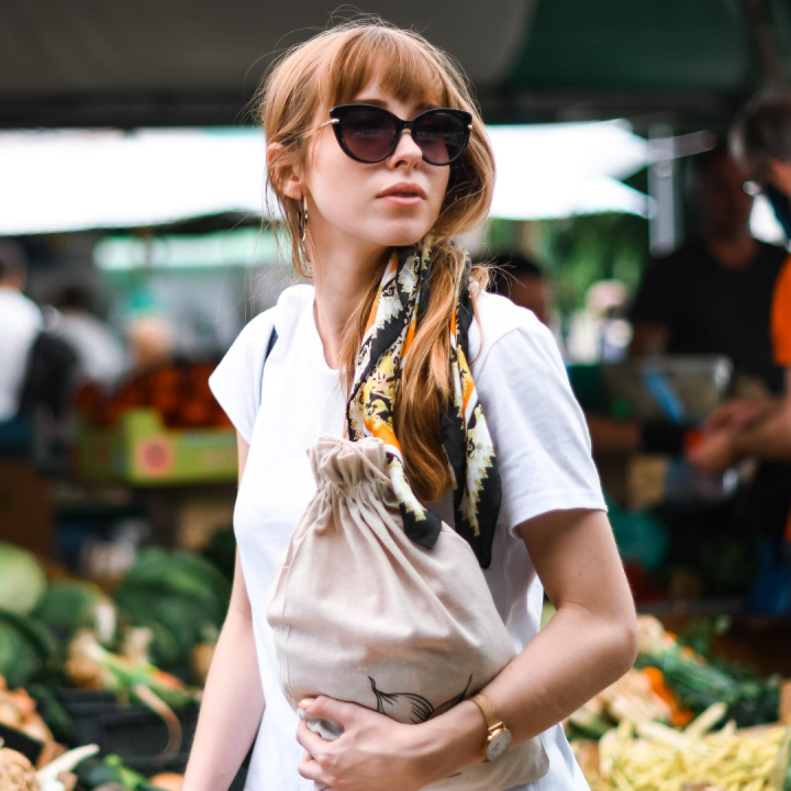 Sacco tipo lino con stampa 30 x 40 cm - per le cipolle (EN) Sacchi con chiusura rapida e semplice