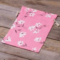 Sacco tipo lino con stampa 30 x 40 cm - naturale / fiori rosa Per bambini