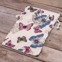 Sacco tipo lino con stampa 30 x 40 cm - naturale / farfalla Per bambini