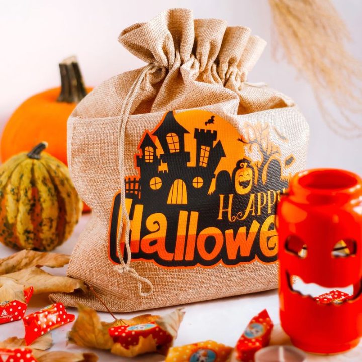 Sacchetti per Halloween (num.1) di juta, 40 x 55 cm - naturale Sacchetti di juta