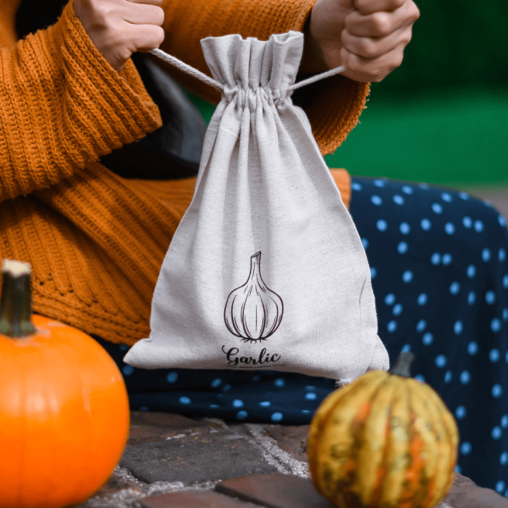Sacco tipo lino con stampa 22 x 30 cm - per aglio (EN) Giardino e piante di casa