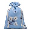 Sacco tipo lino con stampa 22 x 30 cm - naturale / fiori blu Sacchetti blu