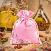 Sacco tipo lino con stampa 22 x 30 cm - naturale / fiori rosa Saco grandi 22x30 cm