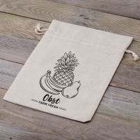 Sacco tipo lino 30 x 40 cm con stampa - frutta (DE) Sacchetti di lino
