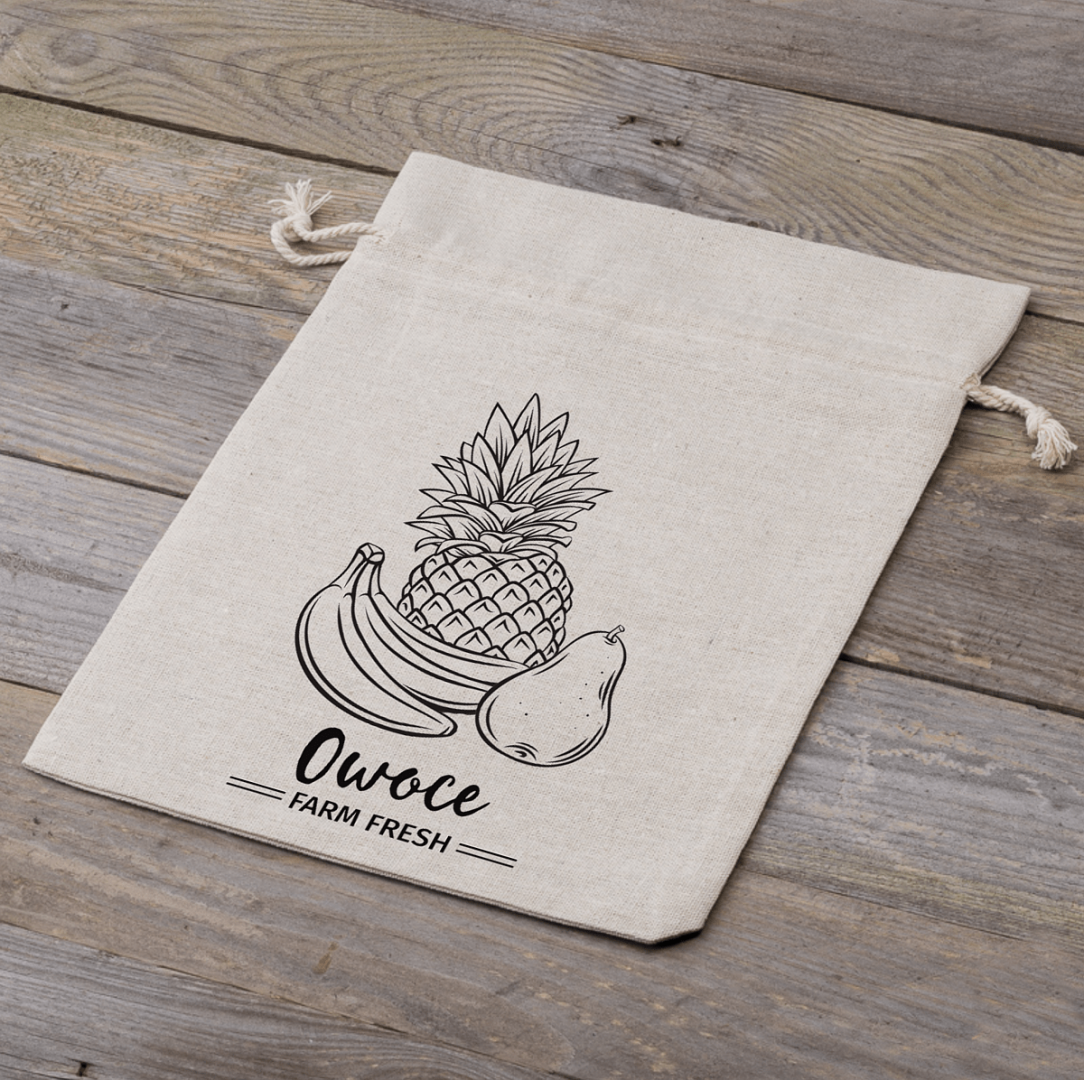 Sacco tipo lino 30 x 40 cm con stampa - frutta (PL) Saco grandi 30x40 cm