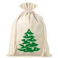 Sacco tipo lino con stampa 26 x 35 cm - albero di Natale Sacchetto di Natale