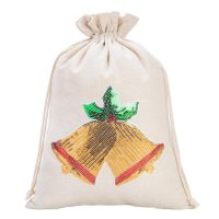 Sacco tipo lino con stampa 26 x 35 cm - Natale / campana Sacchetto di Natale