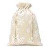 Sacco tipo lino con stampa 26 x 35 cm - naturale / neve Sacchetto di Natale