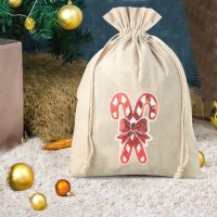 Sacco tipo lino con stampa 30 x 40 cm - Natale / lecca Sacchetti occasionali