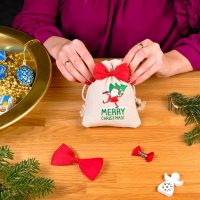 Sacchetti tipo lino 12 x 15 cm con stampa - Babbo Natale IT Sacchetti con stampa