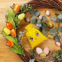 Sacchetti di velluto 13 x 18 cm con stampa - pollo Pasqua