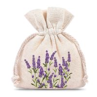 Sacchetti di cotone 8 x 10 cm - naturale con stampa lavanda Lavanda