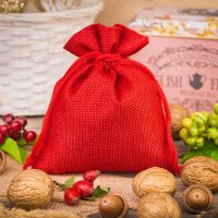 Sacchetti di juta 10 x 13 cm - rosso Sacchetti di juta