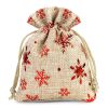 Sacchetti di juta 8 x 10 cm - naturale / stelle Sacchetto di Natale